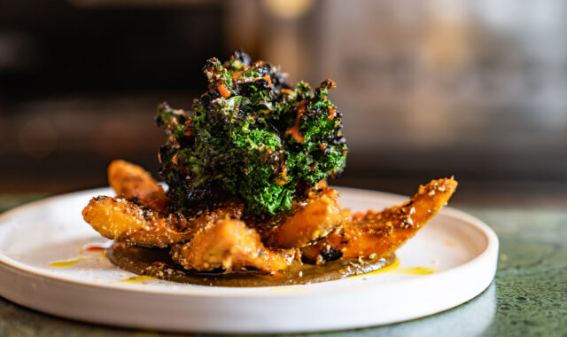 At The Chefs Counter: Grilled Delica Pumpkin, Pickled Walnut and Kale